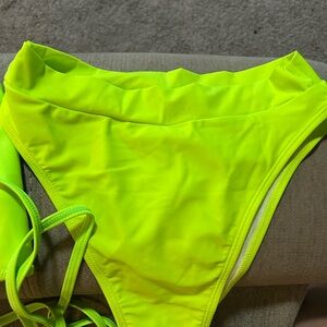 Neon High-Waist Bikini Bottom - Bright Yellow-Green M/L
